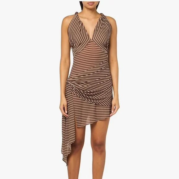 Ronny Kobo Women's Izel Mini Dress Cocoa Ecru Stripe Sz M - www.joarbit.com Ronny Kobo Women's Izel Mini Dress Cocoa Ecru Stripe Sz M - www.joarbit.com